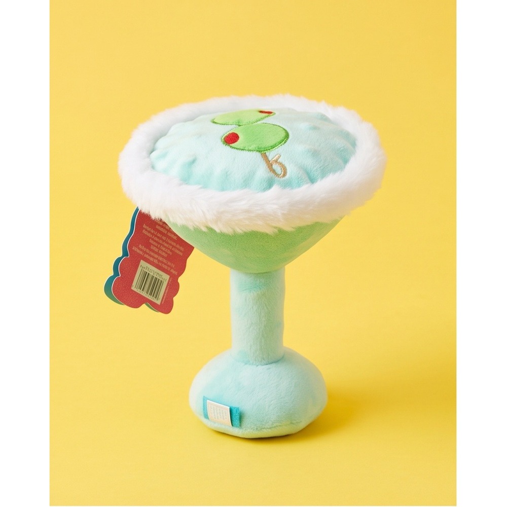 Bark‎ Box Lucky Muttini Dog Toy Martini Plush Squeaker Crinkle Fluff Barkbox NEW